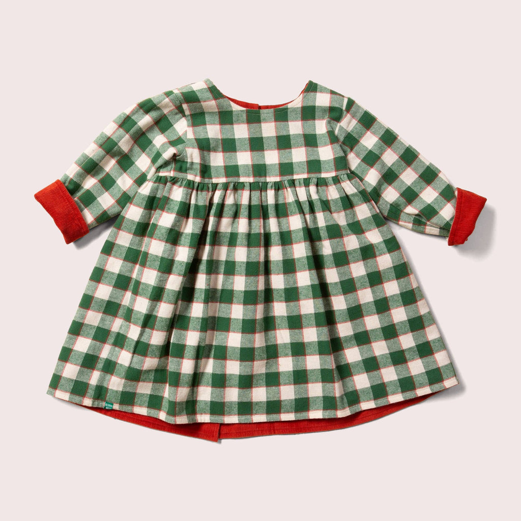 Baby and Girl Reversible Corduroy Dress| Red