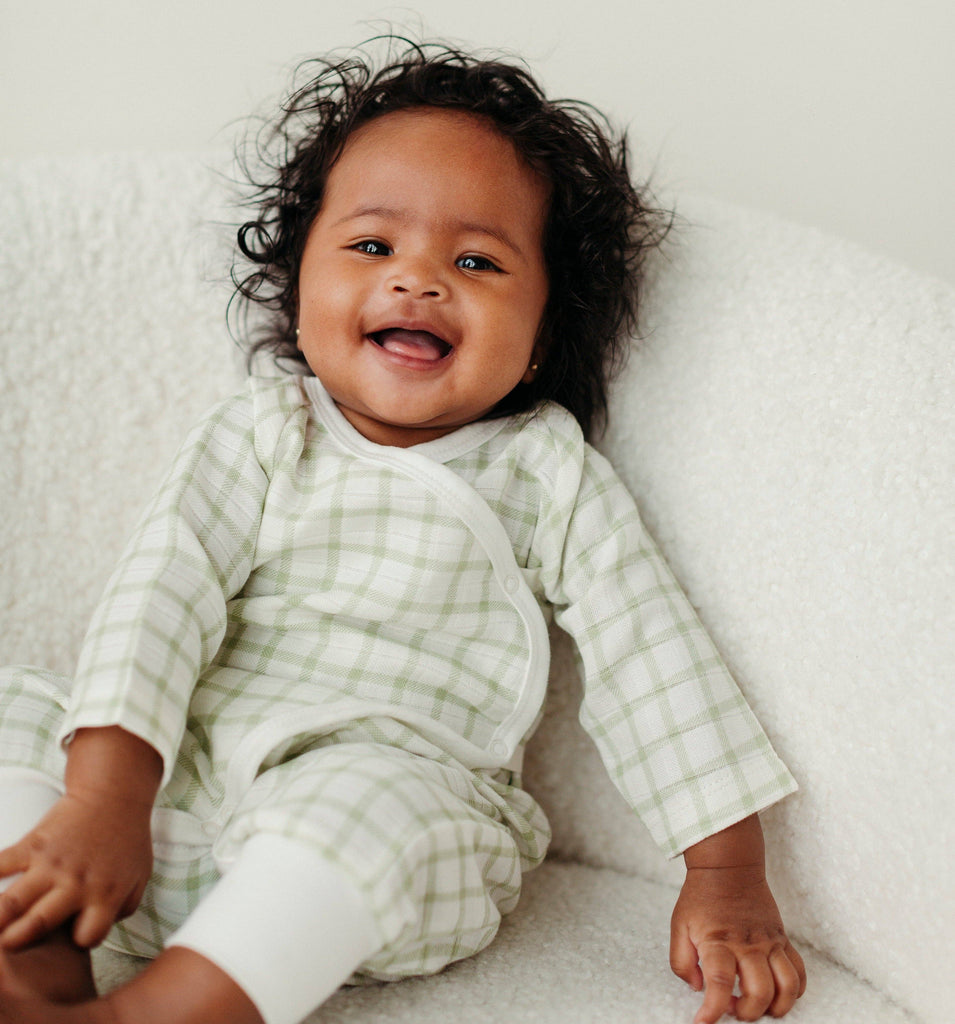 Baby Muslin Side Snap Kimono | Windowpane Sage