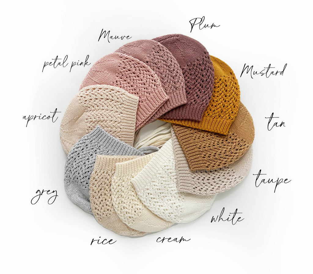 Baby Knit Bonnet Cotton Gender Neutral Hat | Rice