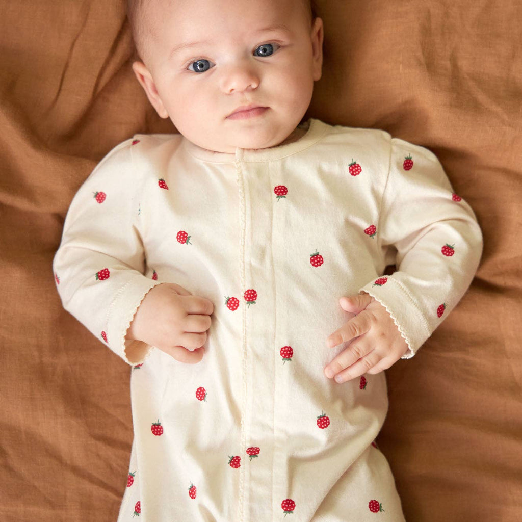 Baby Raspberry Footed Suit| Cream