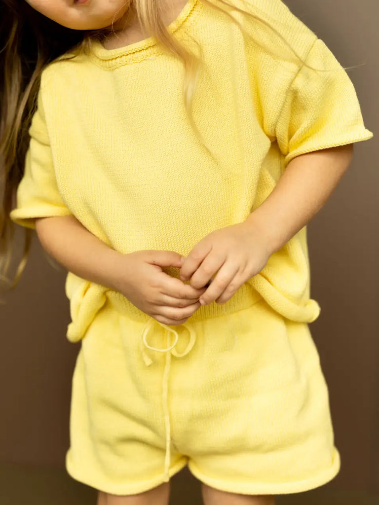 Baby Light Knit T-shirt & Shorts Set | Yellow