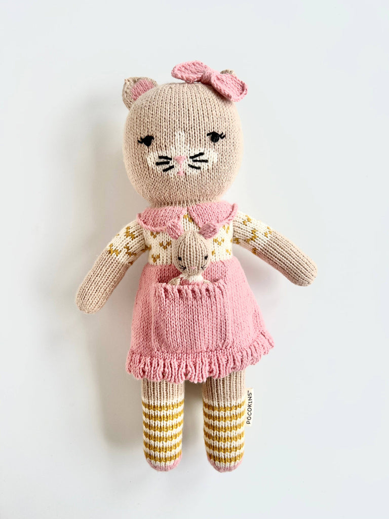 Cosette the Cat with Mini Finger Puppet Cora the Mouse