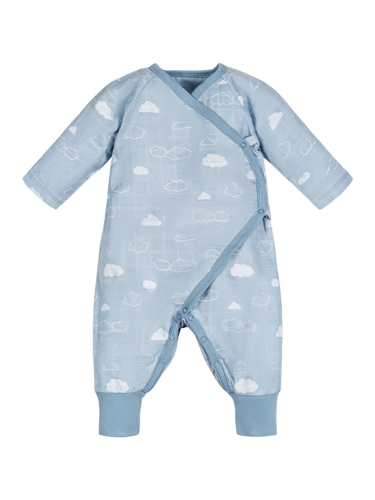 Baby Muslin Side Snap Kimono | Clouds Blue