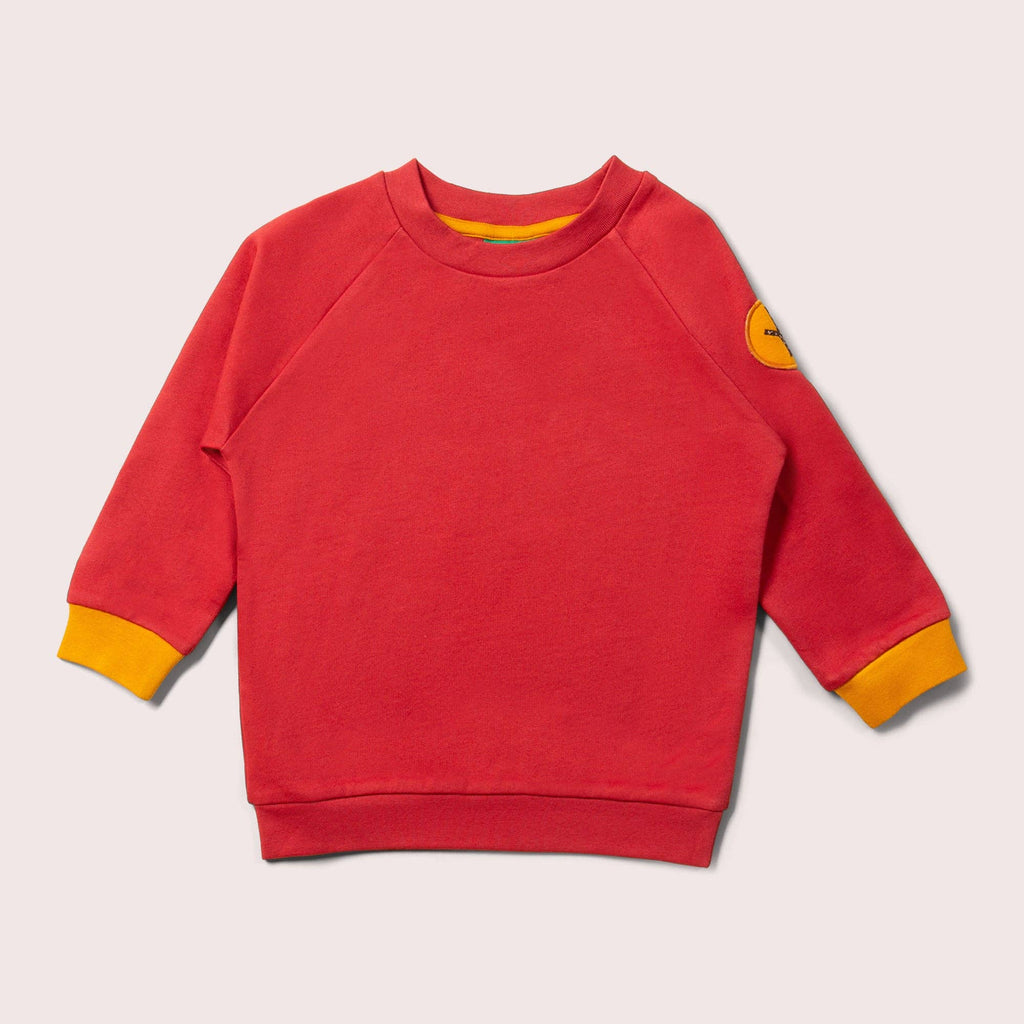 Shoulder Patch Raglan Sweatshirt | Soft Red