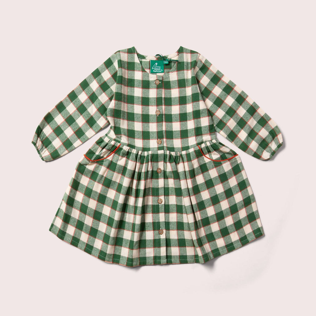 Fern Green Check Comfy Pocket Dress | Fern Green Check