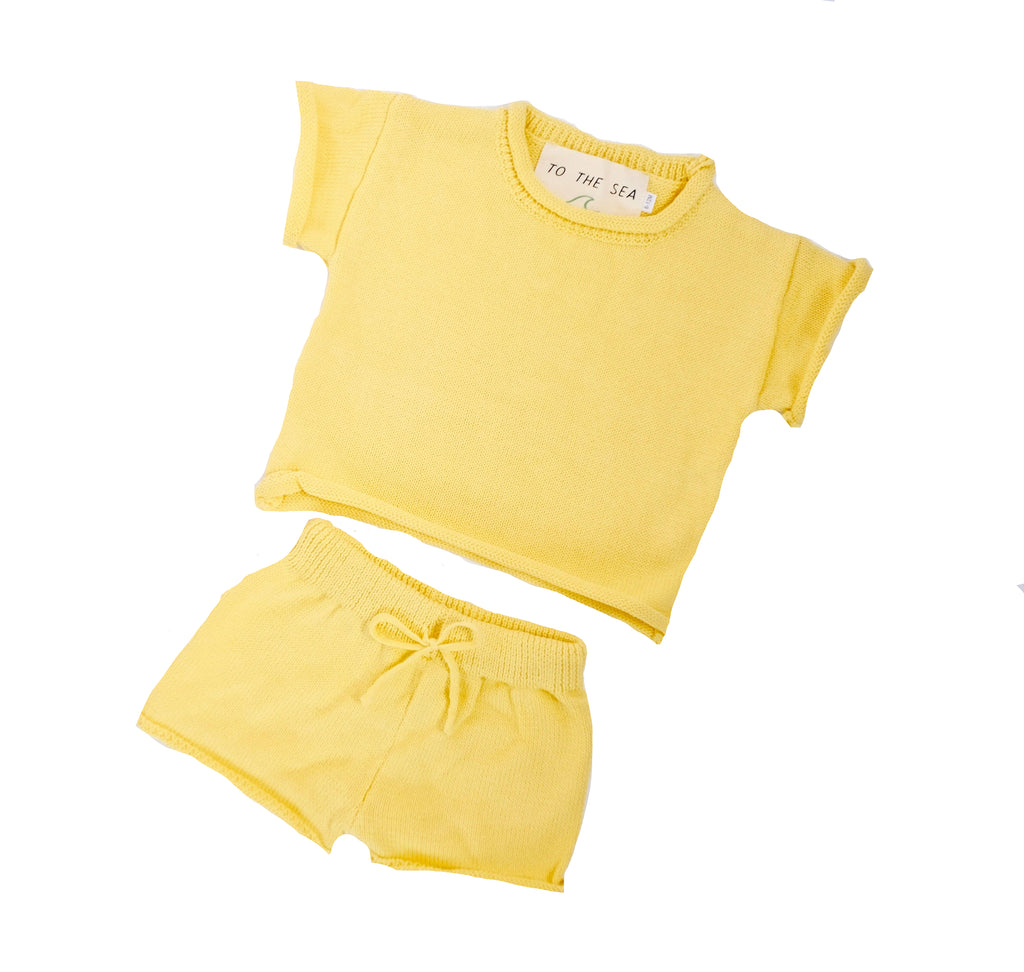 Baby Light Knit T-shirt & Shorts Set | Yellow