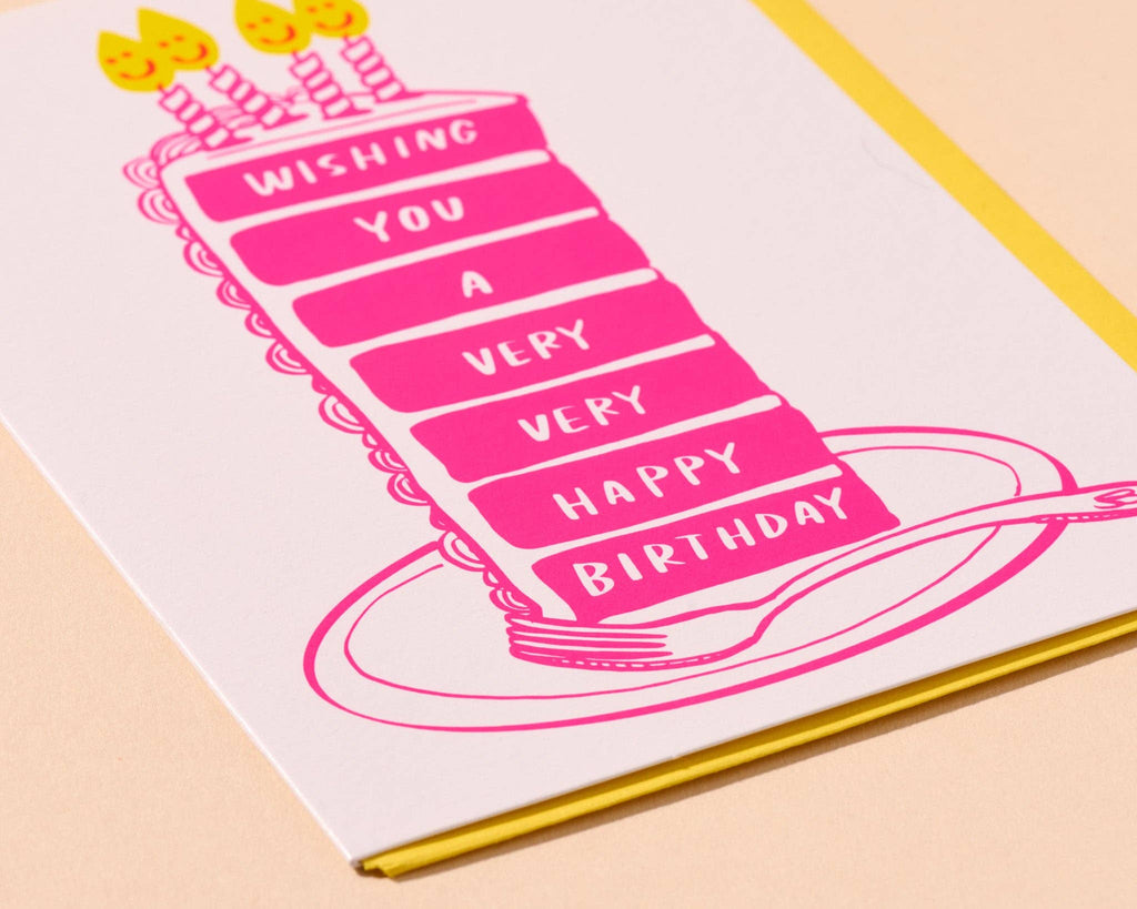 Wishing You A Very Happy Cake Letterpress Birthday Card