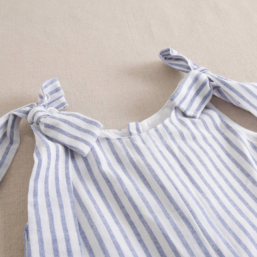 Girls Sailor Jumpsuit | White & Blue Stripes