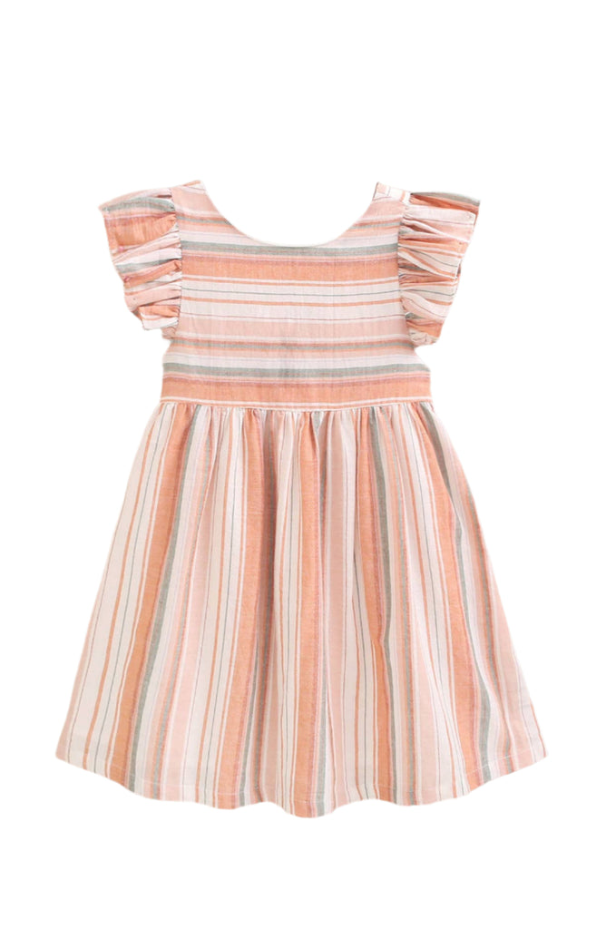 Girls Cross Back Dress | Mixed Stripes