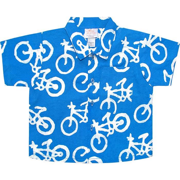 Babies Button Down Shirt in Organic Cotton | Blue Bikes