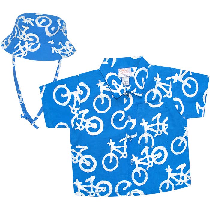 Babies Button Down Shirt in Organic Cotton | Blue Bikes