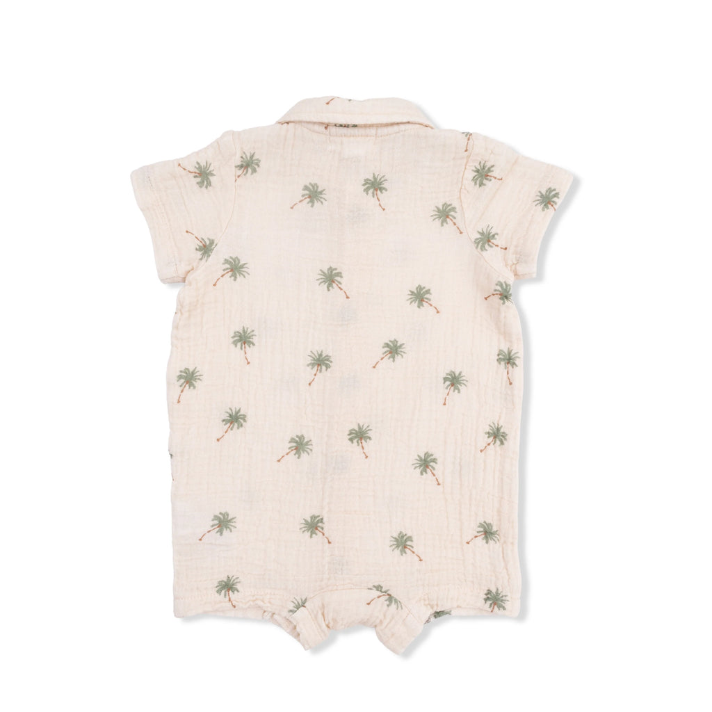 Baby Palm Tree Polo Romper | Cream
