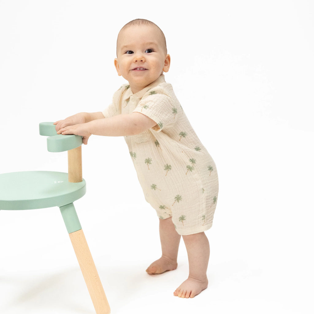 Baby Palm Tree Polo Romper | Cream