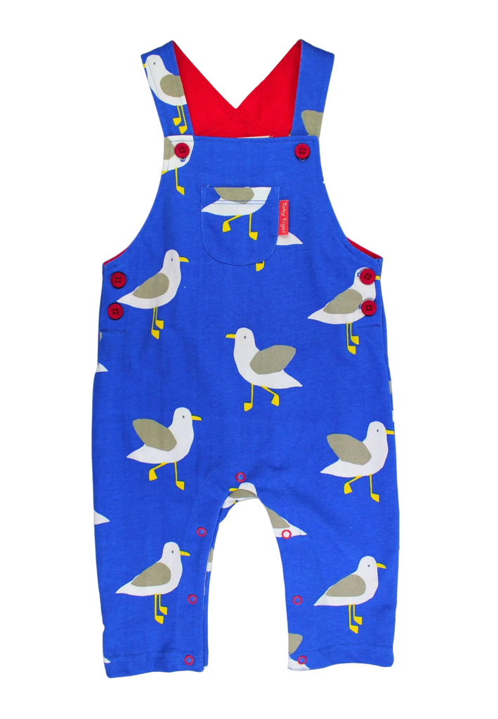 Baby Organic Seagull Harbour Print Dungarees | Blue