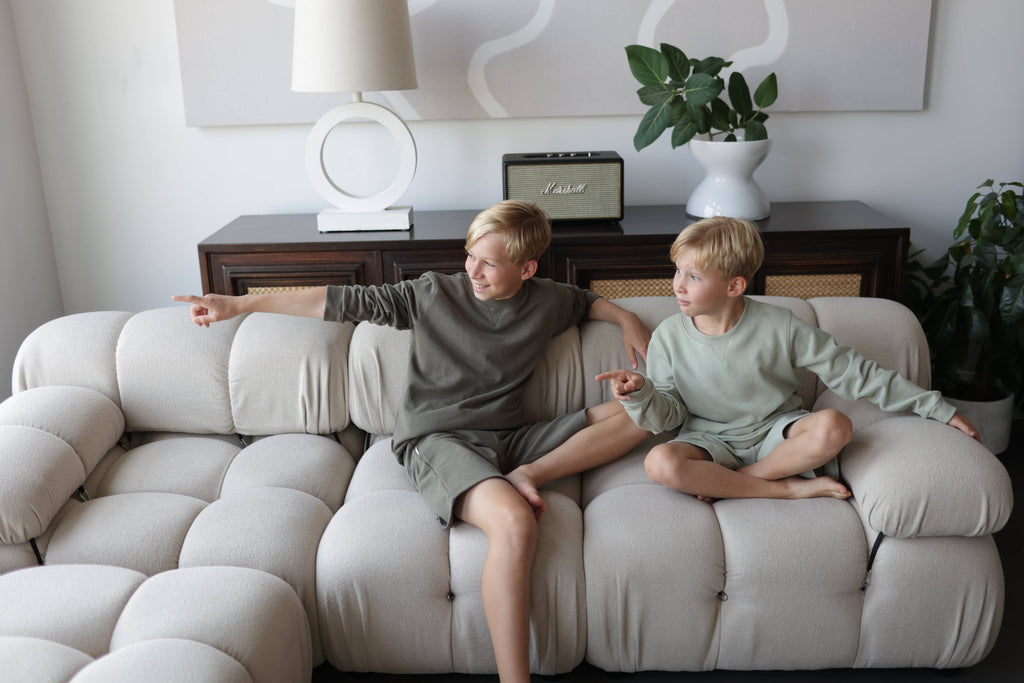 Kids Organic Cotton French Terry Shorts | Dusty Olive