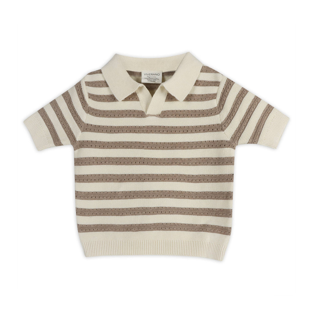 Baby Polo Shirt & Shorts Set | Cream Stripes