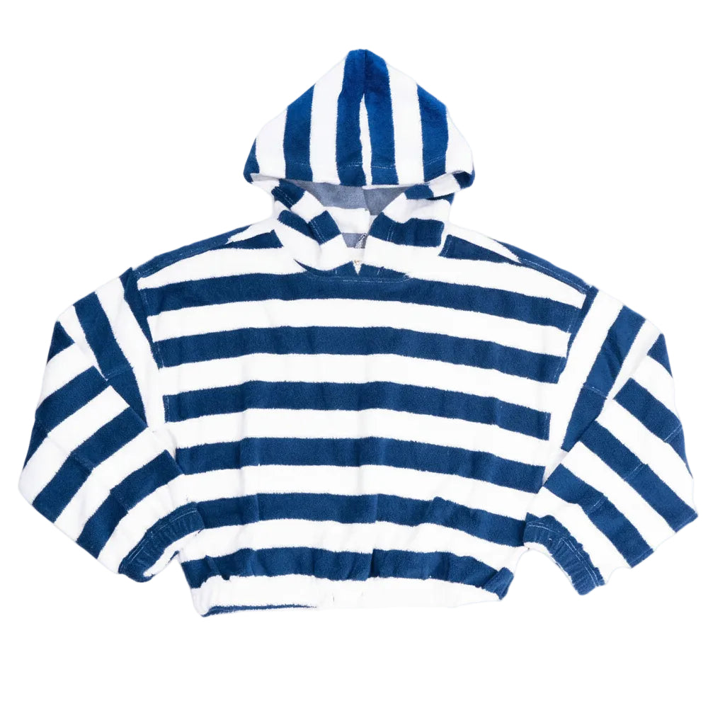 Kids Stripe Terry Hoodie | Blue