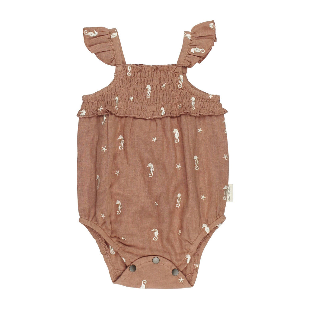 Baby Organic Muslin Sleeveless Bodysuit | Brown Seahorse