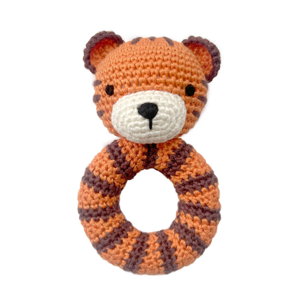 Tiger Ring Hand Crocheted Rattle