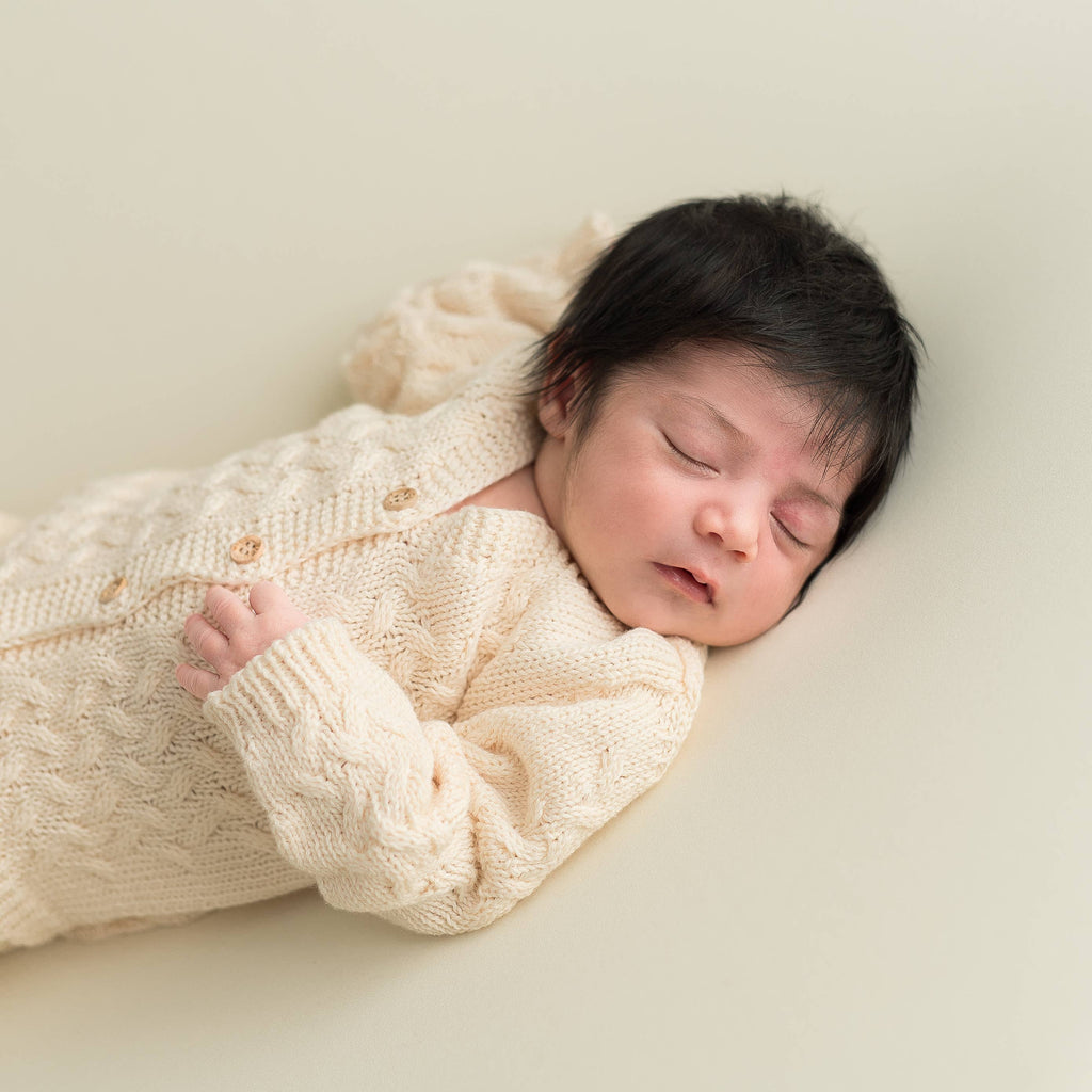 Baby Jacket and Pant Cable Knit Set | White