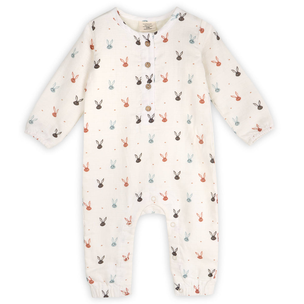 Baby Mini Bunnies Long Sleeve Jumpsuit | White