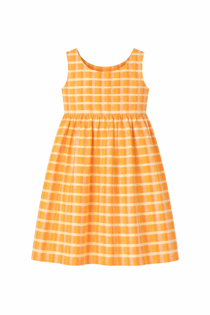 Girls Sundress in Organic Cotton | Yellow Plaid