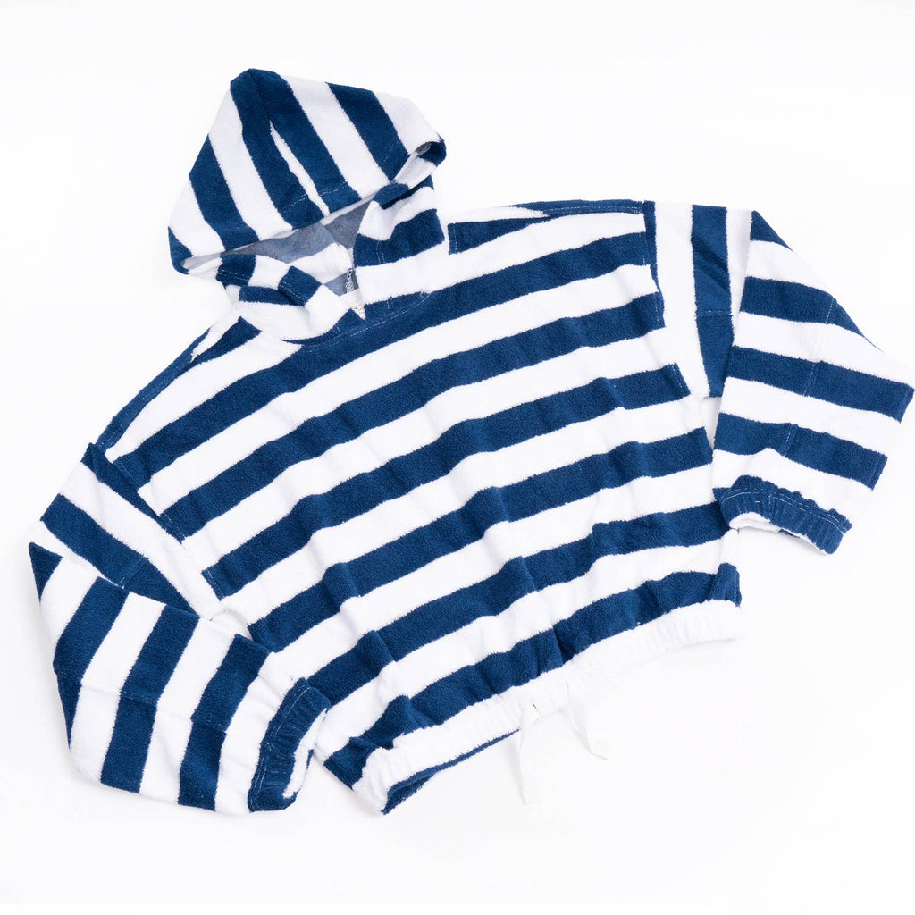 Kids Stripe Terry Hoodie | Blue