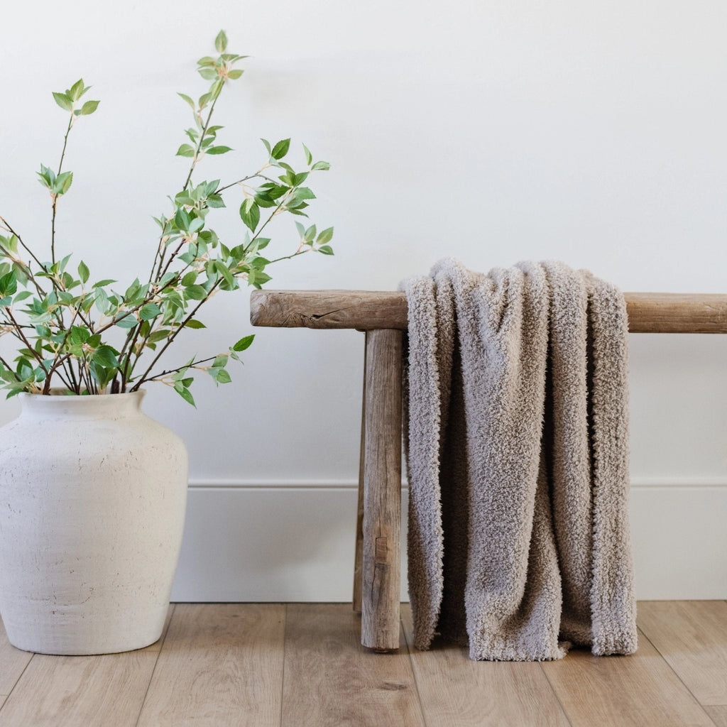 Ultra Soft Knit Baby Receiving Blanket | Taupe
