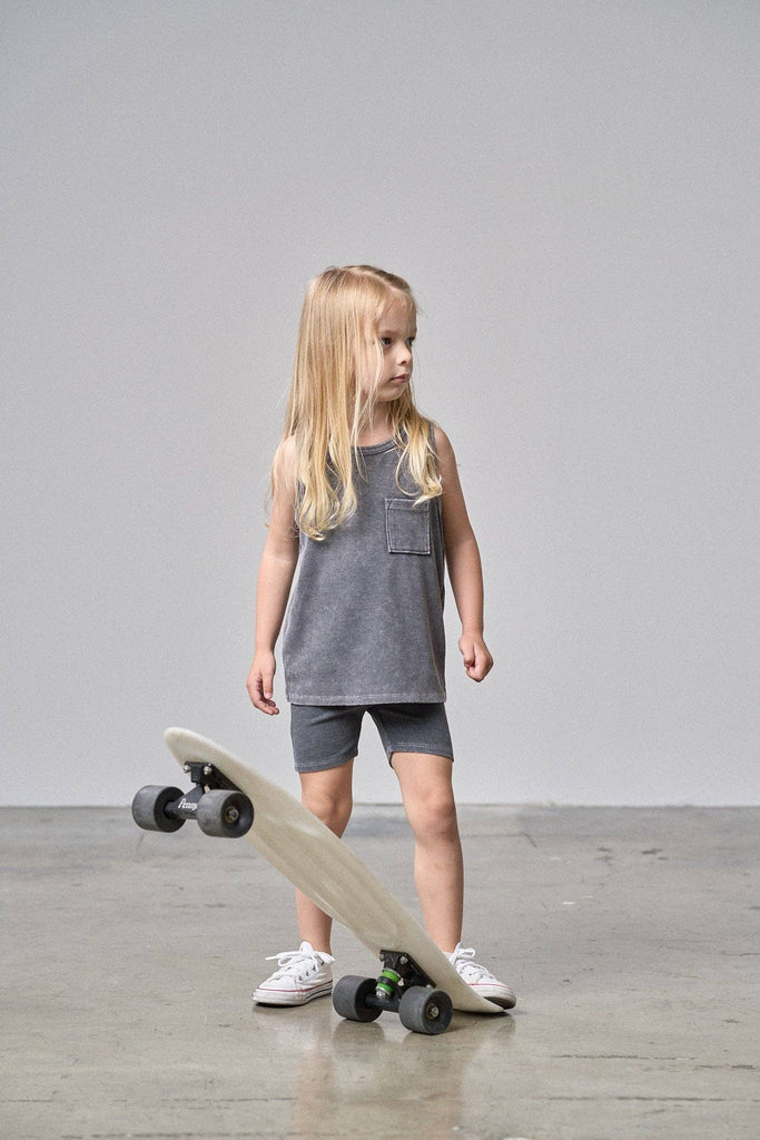Acid Wash Ribbed Tank | Black