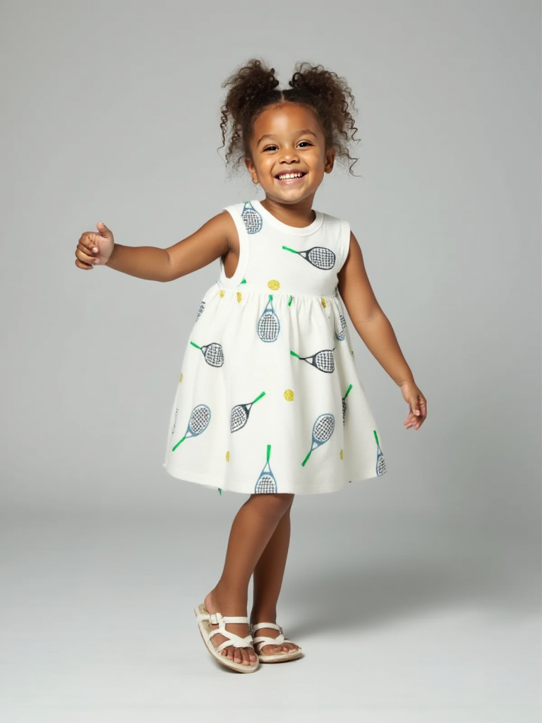 Baby and Girls Tennis Print Tank Dress | Snow