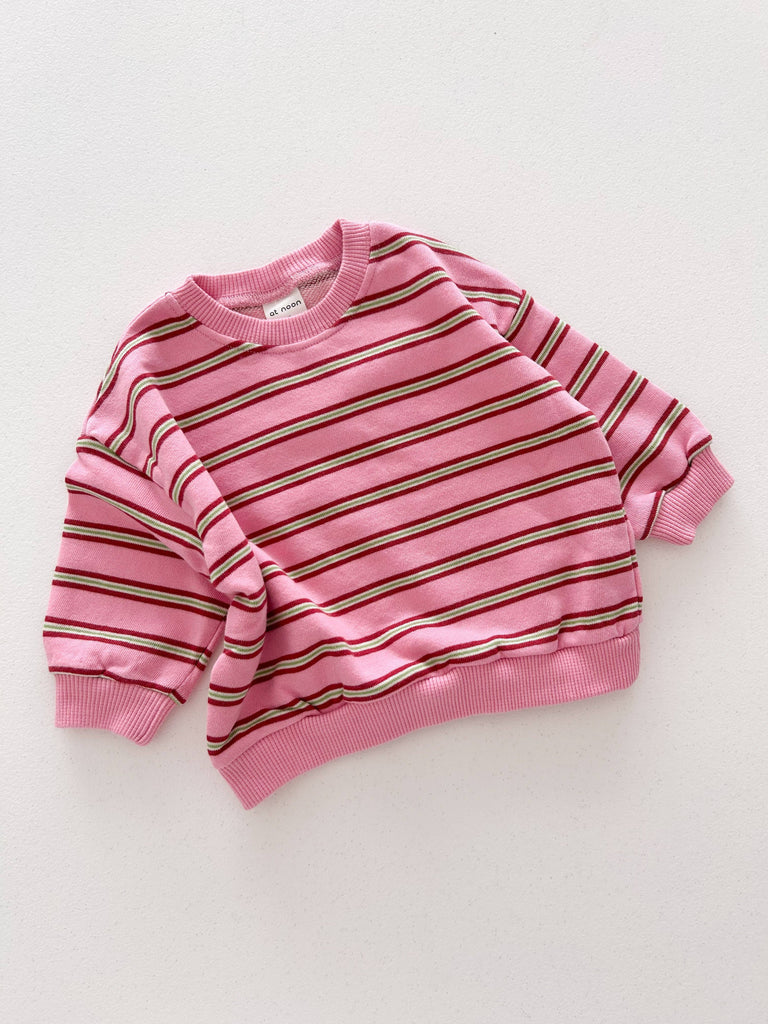 Kids Stripe Long Sleeve Terry Sweatshirt | Brown