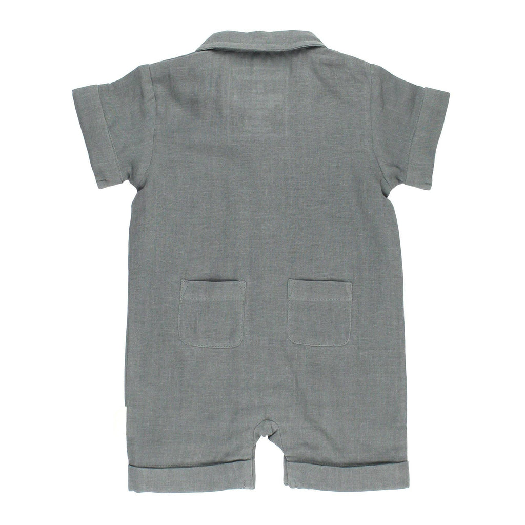 Baby Organic Muslin Mechanic Jumpsuit |  Moonstone
