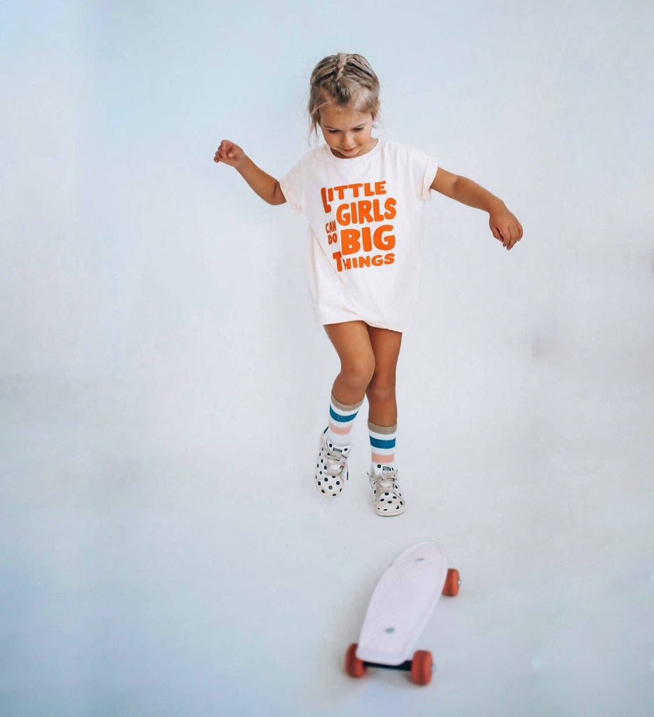 Baby and Girls Little Girls Can Do Big Things T-Shirt | White