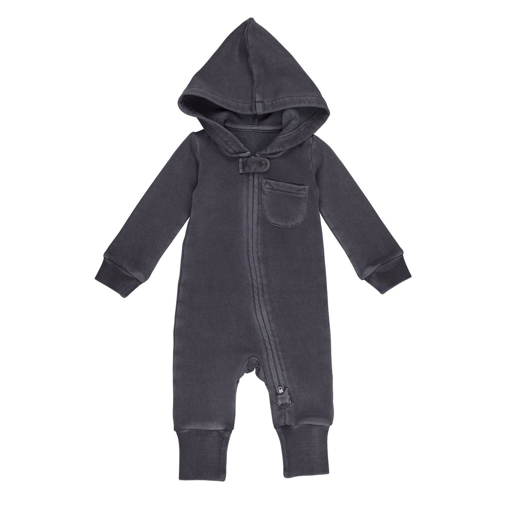 Organic Cozy Zipper Romper | Coal