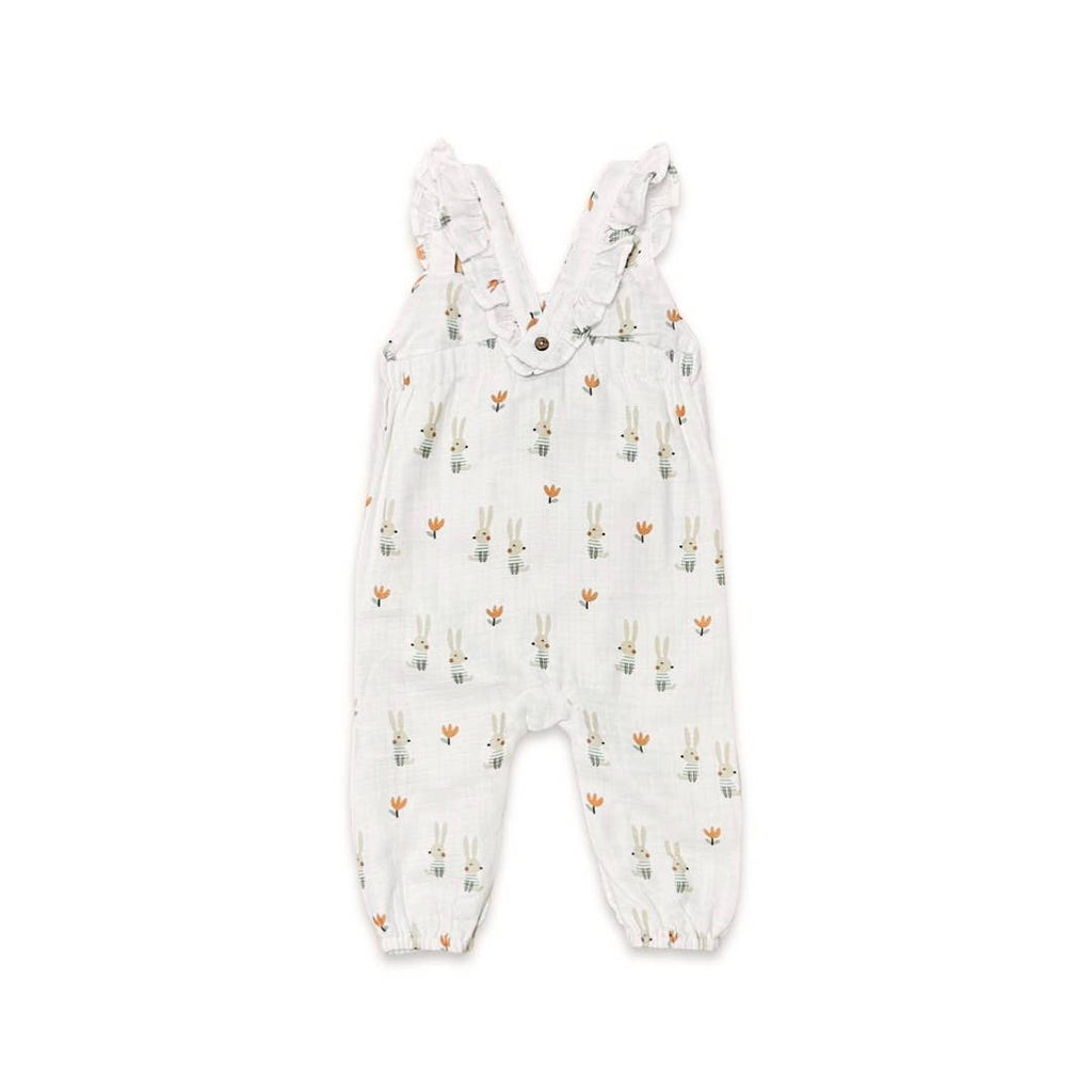 Baby Bunny Ruffle & Button Sleeveless Jumpsuit | White