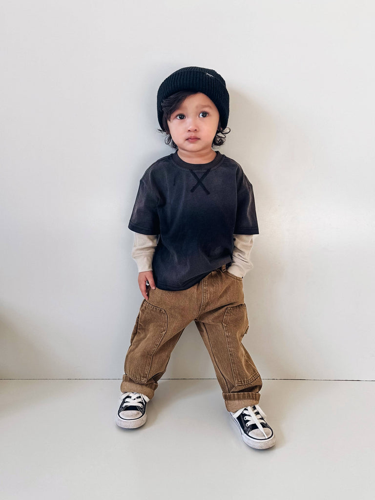 Baby and Kids Waffle Layered Tee | Navy