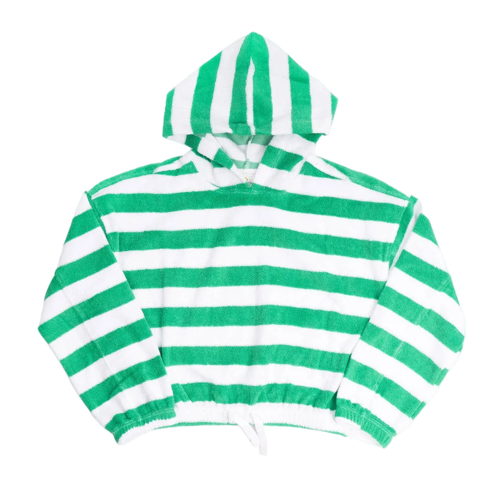 Kids Stripe Terry Hoodie | Green