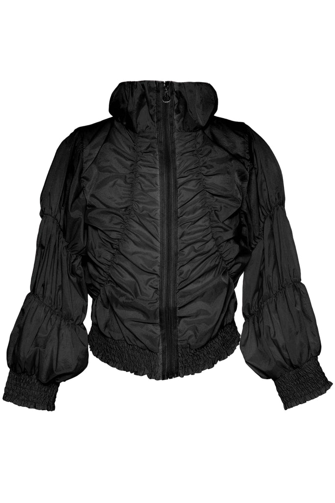 Girls Ruched Parachute Jacket | Black