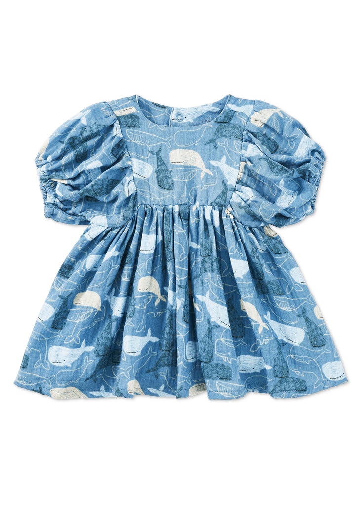Baby and Toddler Dress with Puff Sleeves | Whale Tales