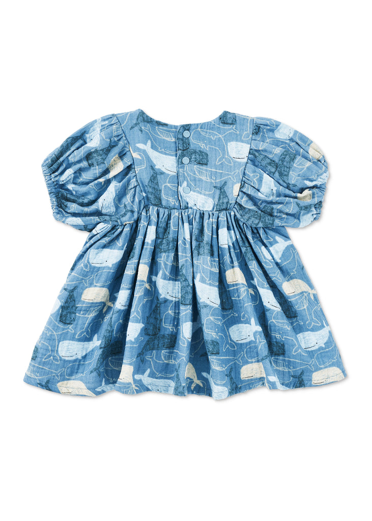 Baby and Toddler Dress with Puff Sleeves | Whale Tales