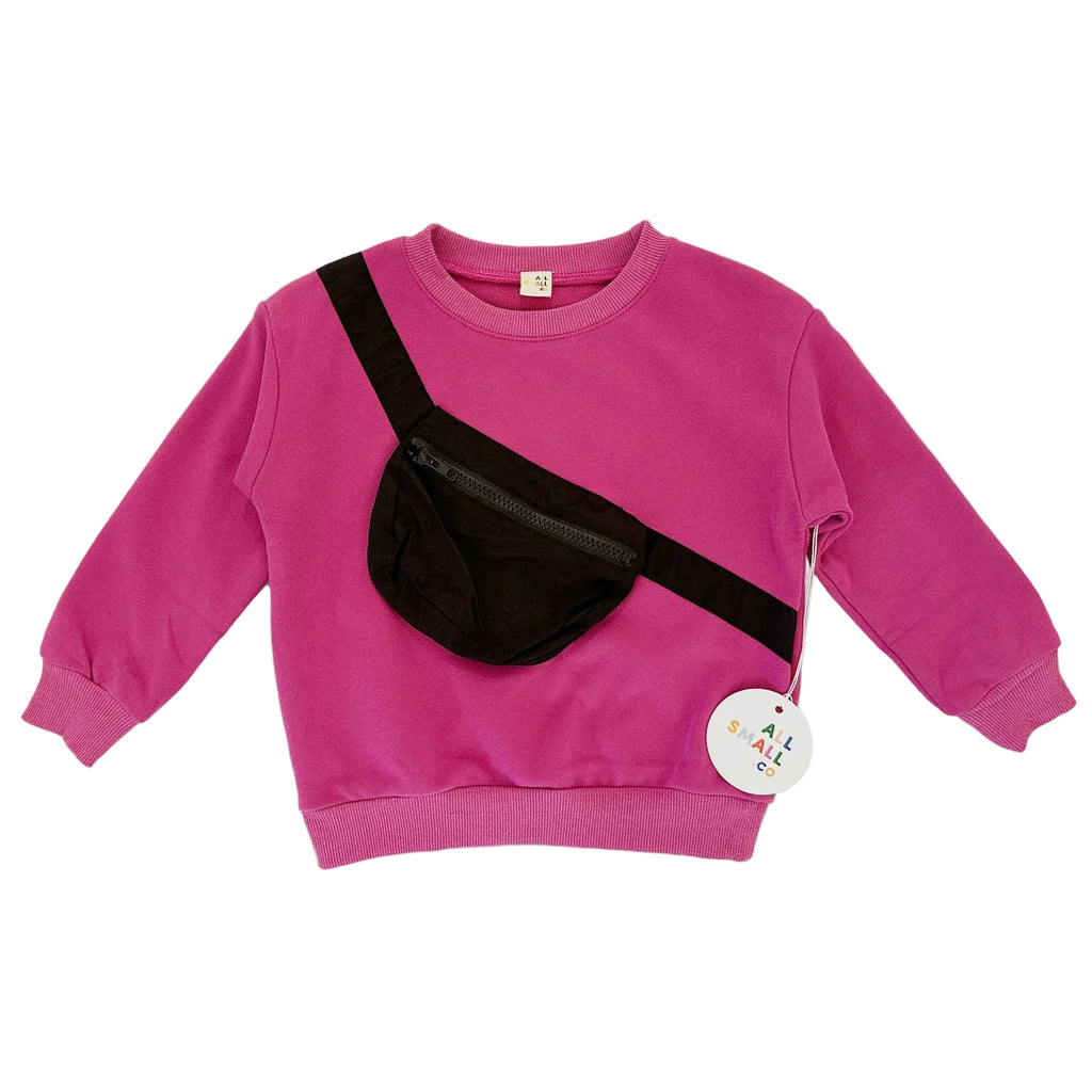 Kids Belt Bag Crewneck Sweatshirt | Pink