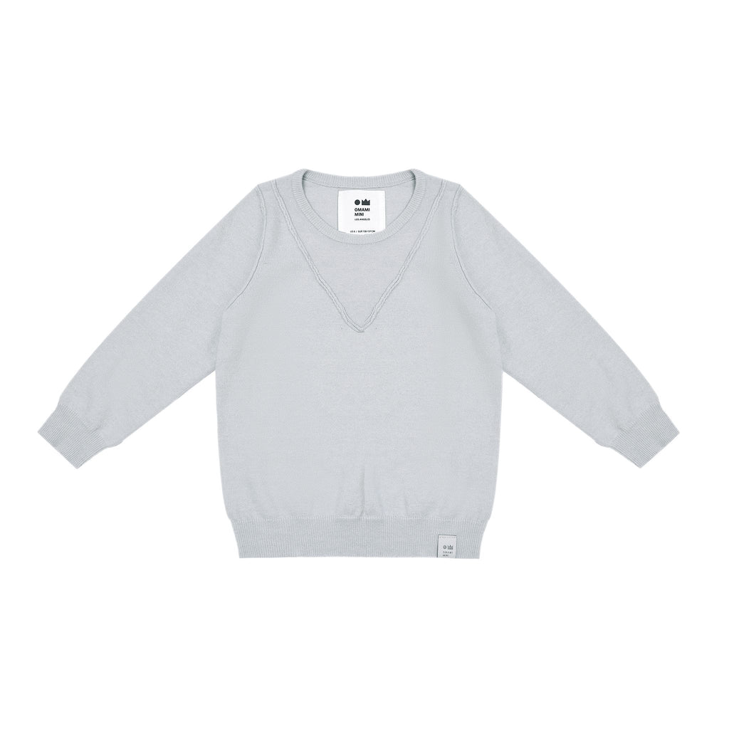 Kids Long Sleeve Top in Light Grey Knit l OM686