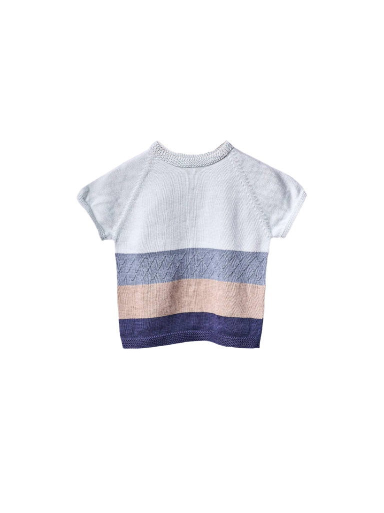 Baby Tri-Colored Knitted Cotton Shirt | Blue Palette