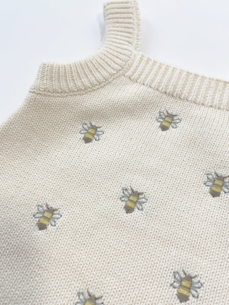 Baby Busy Bee Knit Romper | Cream