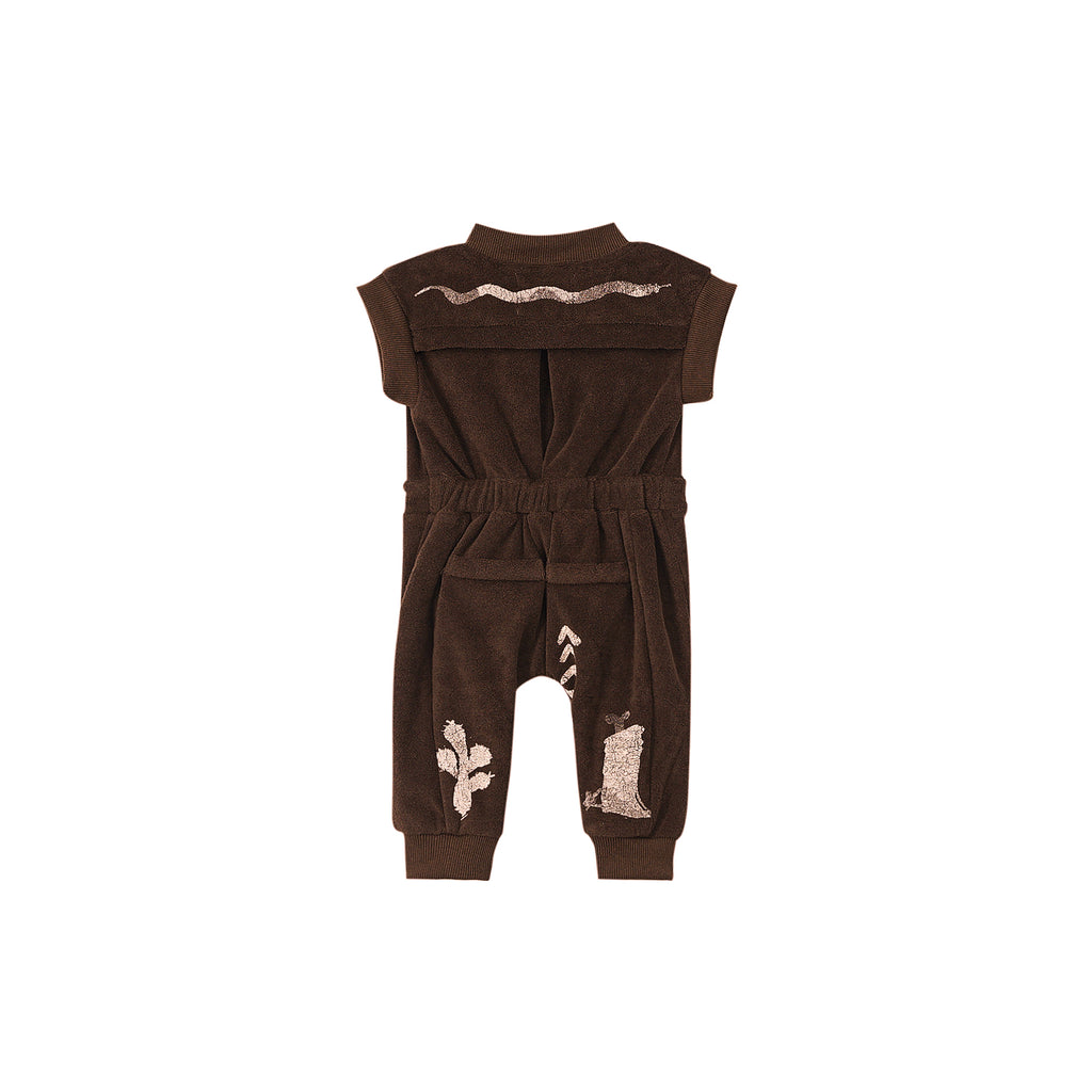 Baby Terry Flightsuit with Print - Brown