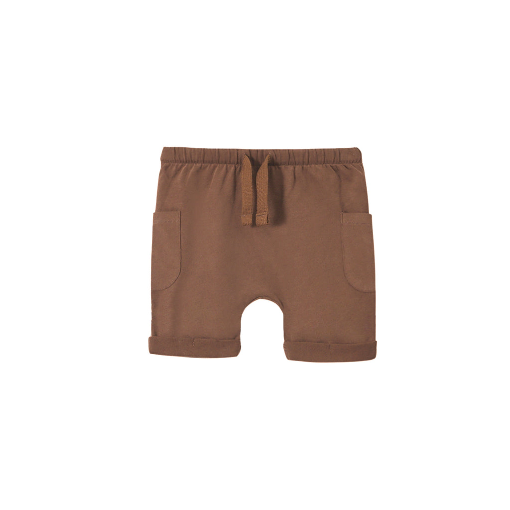 Boys Rolled Up Shorts in Jersey - Brown | OM747