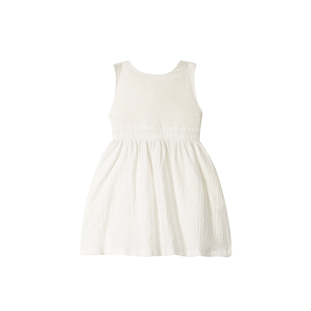Girl Pinafore Gauze Dress - Off-White | OM729