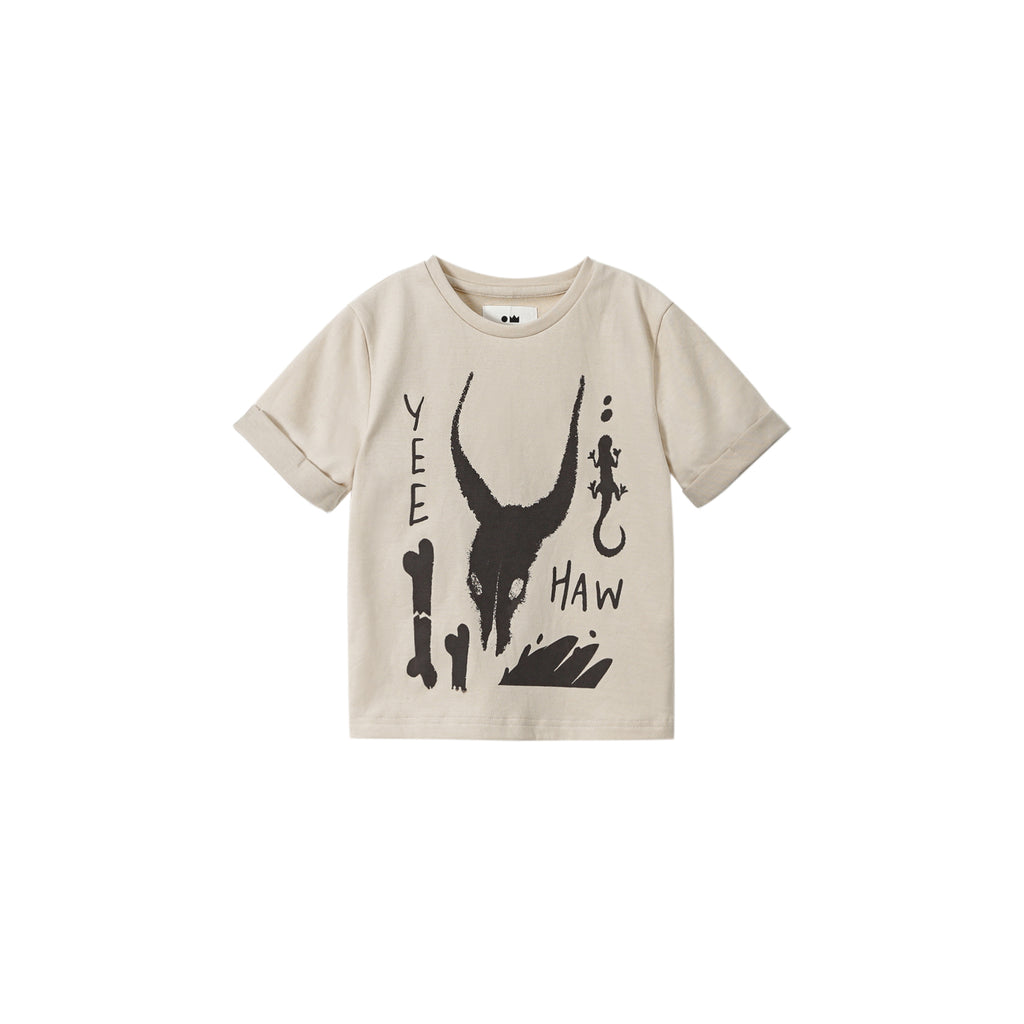 Kids Boxy T-Shirt Yee Haw Print - Sand | OM746А