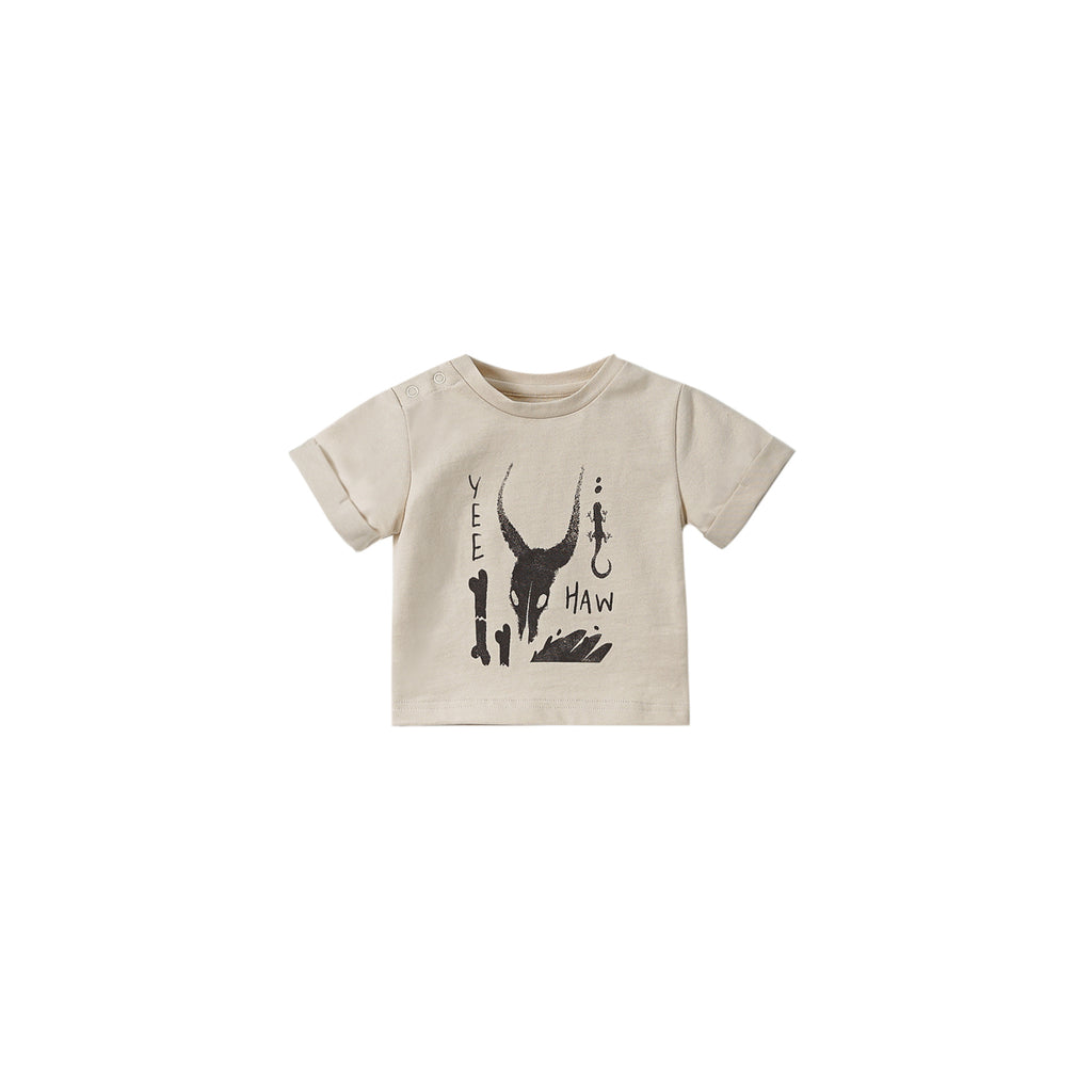 Baby Boxy t-shirt Yee Haw print - Sand | OM750A