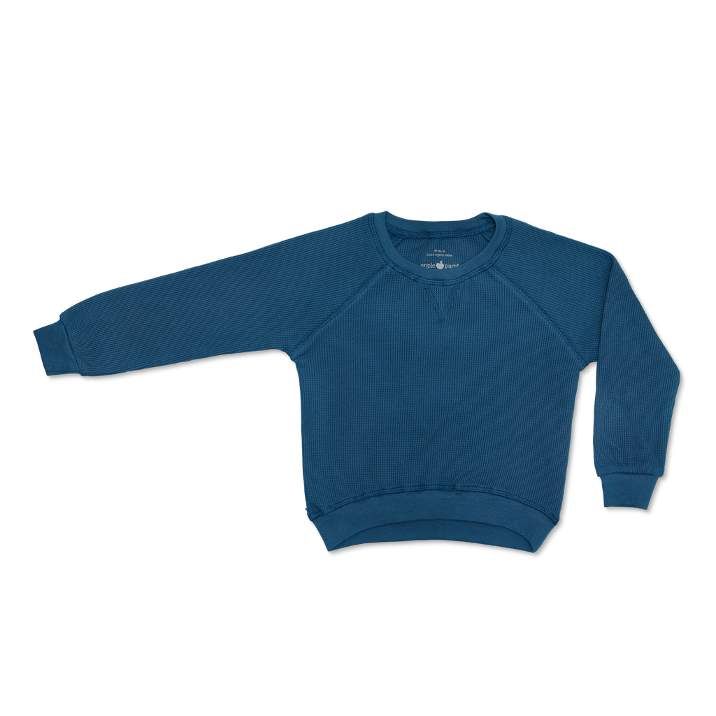 Baby Waffle Crew Neck Sweatshirt | Marine